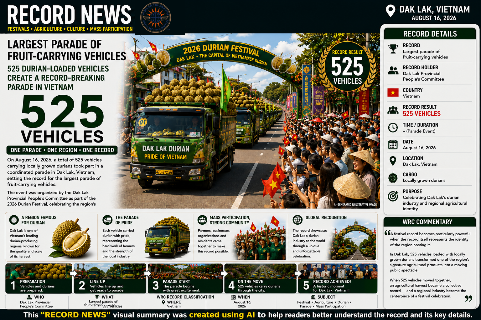 LARGEST PARADE OF FRUIT-CARRYING VEHICLES