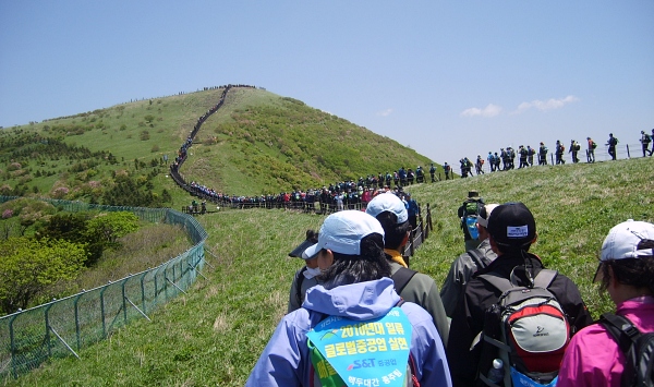 Most participants in a corporate-led full-course Baekdu-daegan expedition